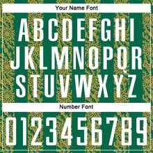 Загрузить изображение в средство просмотра галереи, Custom Kelly Green White-Old Gold Abstract Shape Sublimation Soccer Uniform Jersey