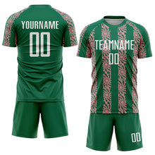 Загрузить изображение в средство просмотра галереи, Custom Kelly Green White-Medium Pink Abstract Shape Sublimation Soccer Uniform Jersey