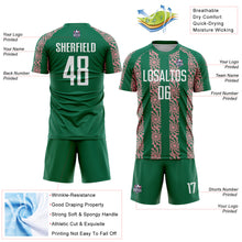Загрузить изображение в средство просмотра галереи, Custom Kelly Green White-Medium Pink Abstract Shape Sublimation Soccer Uniform Jersey