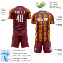 Charger l'image dans la galerie, Custom Burgundy White-Gold Abstract Shape Sublimation Soccer Uniform Jersey