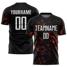 Загрузить изображение в средство просмотра галереи, Custom Black Orange-Royal Abstract Fragment Art Sublimation Soccer Uniform Jersey