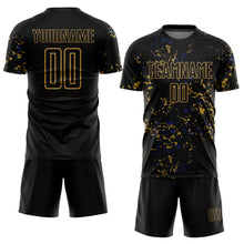 Загрузить изображение в средство просмотра галереи, Custom Black Old Gold-Royal Abstract Fragment Art Sublimation Soccer Uniform Jersey