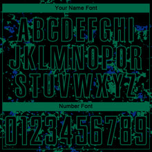 Laden Sie das Bild in den Galerie-Viewer, Custom Black Kelly Green-Royal Abstract Fragment Art Sublimation Soccer Uniform Jersey