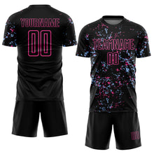 Laden Sie das Bild in den Galerie-Viewer, Custom Black Pink-Light Blue Abstract Fragment Art Sublimation Soccer Uniform Jersey