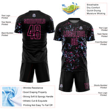 Laden Sie das Bild in den Galerie-Viewer, Custom Black Pink-Light Blue Abstract Fragment Art Sublimation Soccer Uniform Jersey