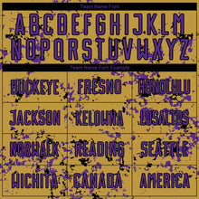 Laden Sie das Bild in den Galerie-Viewer, Custom Old Gold Purple-Black Abstract Fragment Art Sublimation Soccer Uniform Jersey