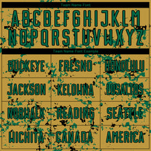 Laden Sie das Bild in den Galerie-Viewer, Custom Old Gold Kelly Green-Black Abstract Fragment Art Sublimation Soccer Uniform Jersey