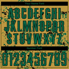 Laden Sie das Bild in den Galerie-Viewer, Custom Old Gold Kelly Green-Black Abstract Fragment Art Sublimation Soccer Uniform Jersey