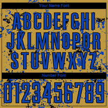 Laden Sie das Bild in den Galerie-Viewer, Custom Old Gold Thunder Blue-Black Abstract Fragment Art Sublimation Soccer Uniform Jersey