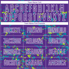 Load image into Gallery viewer, Custom Purple Neon Green-Teal Abstract Fragment Art Sublimation Soccer Uniform Jersey