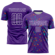 Load image into Gallery viewer, Custom Purple Bay Orange-Teal Abstract Fragment Art Sublimation Soccer Uniform Jersey