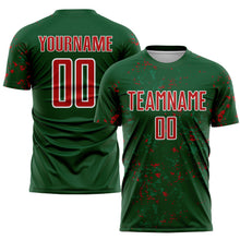 Laden Sie das Bild in den Galerie-Viewer, Custom Green Red-Kelly Green Abstract Fragment Art Sublimation Soccer Uniform Jersey