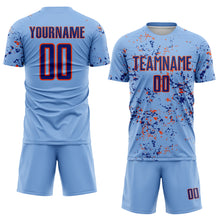 Laden Sie das Bild in den Galerie-Viewer, Custom Light Blue Royal-Orange Abstract Fragment Art Sublimation Soccer Uniform Jersey