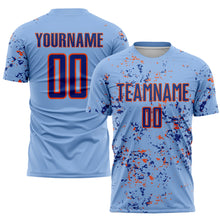 Laden Sie das Bild in den Galerie-Viewer, Custom Light Blue Royal-Orange Abstract Fragment Art Sublimation Soccer Uniform Jersey