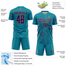 Laden Sie das Bild in den Galerie-Viewer, Custom Teal Royal-Orange Abstract Fragment Art Sublimation Soccer Uniform Jersey
