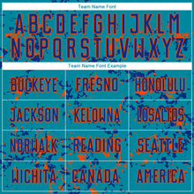 Laden Sie das Bild in den Galerie-Viewer, Custom Teal Royal-Orange Abstract Fragment Art Sublimation Soccer Uniform Jersey