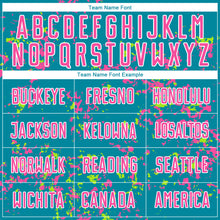 Load image into Gallery viewer, Custom Teal Pink-Neon Green Abstract Fragment Art Sublimation Soccer Uniform Jersey