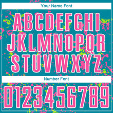 Load image into Gallery viewer, Custom Teal Pink-Neon Green Abstract Fragment Art Sublimation Soccer Uniform Jersey