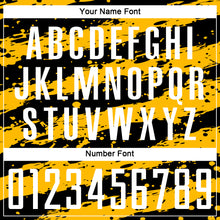 Load image into Gallery viewer, Custom Black White-Gold Splash Sublimation Soccer Uniform Jersey