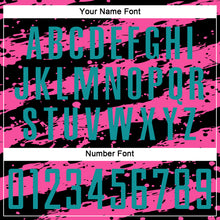 Laden Sie das Bild in den Galerie-Viewer, Custom Black Teal-Pink Splash Sublimation Soccer Uniform Jersey