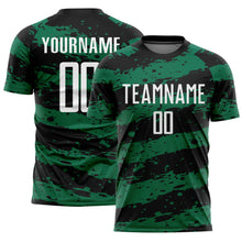 Load image into Gallery viewer, Custom Black White-Kelly Green Splash Sublimation Soccer Uniform Jersey