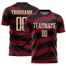 Laden Sie das Bild in den Galerie-Viewer, Custom Black Cream-Crimson Splash Sublimation Soccer Uniform Jersey