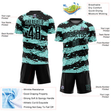Laden Sie das Bild in den Galerie-Viewer, Custom Black Ice Blue Splash Sublimation Soccer Uniform Jersey