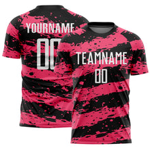 Load image into Gallery viewer, Custom Black White-Neon Pink Splash Sublimation Soccer Uniform Jersey