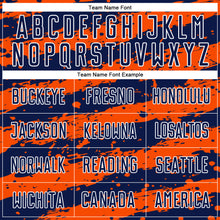 Laden Sie das Bild in den Galerie-Viewer, Custom Navy Orange-White Splash Sublimation Soccer Uniform Jersey