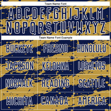 Laden Sie das Bild in den Galerie-Viewer, Custom Navy Old Gold-White Splash Sublimation Soccer Uniform Jersey