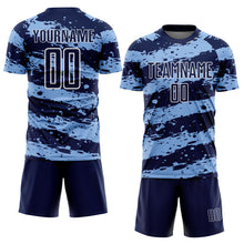 Charger l'image dans la galerie, Custom Navy Light Blue-White Splash Sublimation Soccer Uniform Jersey