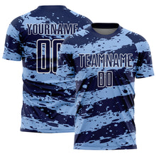 Charger l'image dans la galerie, Custom Navy Light Blue-White Splash Sublimation Soccer Uniform Jersey