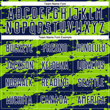 Laden Sie das Bild in den Galerie-Viewer, Custom Navy Neon Green-White Splash Sublimation Soccer Uniform Jersey