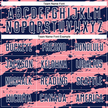 Laden Sie das Bild in den Galerie-Viewer, Custom Navy Medium Pink-White Splash Sublimation Soccer Uniform Jersey