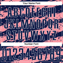 Laden Sie das Bild in den Galerie-Viewer, Custom Navy Medium Pink-White Splash Sublimation Soccer Uniform Jersey