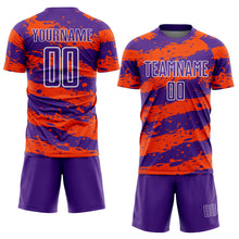 Загрузить изображение в средство просмотра галереи, Custom Purple Orange-White Splash Sublimation Soccer Uniform Jersey