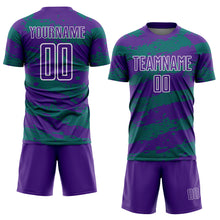 Загрузить изображение в средство просмотра галереи, Custom Purple Teal-White Splash Sublimation Soccer Uniform Jersey