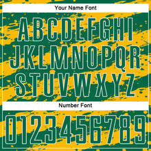 Load image into Gallery viewer, Custom Kelly Green Gold-White Splash Sublimation Soccer Uniform Jersey