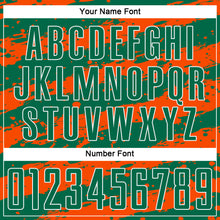 Load image into Gallery viewer, Custom Kelly Green Orange-White Splash Sublimation Soccer Uniform Jersey