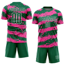 Load image into Gallery viewer, Custom Kelly Green Pink-White Splash Sublimation Soccer Uniform Jersey