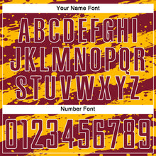 Charger l'image dans la galerie, Custom Gold Crimson-White Splash Sublimation Soccer Uniform Jersey