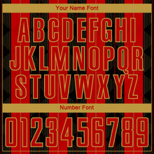 Load image into Gallery viewer, Custom Red Old Gold-Black Line Sublimation Soccer Uniform Jersey