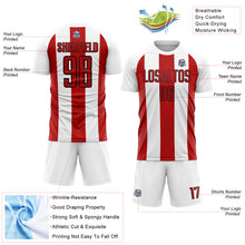 Laden Sie das Bild in den Galerie-Viewer, Custom White Red-Black Line Sublimation Soccer Uniform Jersey