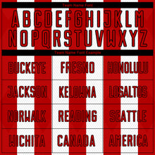 Laden Sie das Bild in den Galerie-Viewer, Custom White Red-Black Line Sublimation Soccer Uniform Jersey