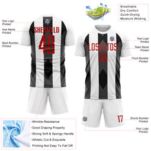 Laden Sie das Bild in den Galerie-Viewer, Custom White Red-Black Line Sublimation Soccer Uniform Jersey