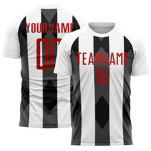 Laden Sie das Bild in den Galerie-Viewer, Custom White Red-Black Line Sublimation Soccer Uniform Jersey