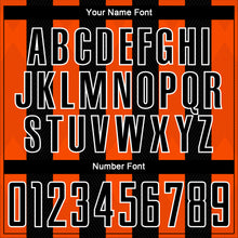 Laden Sie das Bild in den Galerie-Viewer, Custom Black Orange-White Line Sublimation Soccer Uniform Jersey