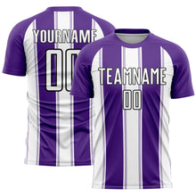 Load image into Gallery viewer, Custom Purple White-Black Line Sublimation Soccer Uniform Jersey