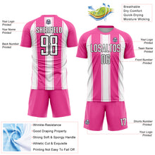 Laden Sie das Bild in den Galerie-Viewer, Custom Pink White-Black Line Sublimation Soccer Uniform Jersey