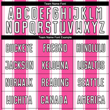 Laden Sie das Bild in den Galerie-Viewer, Custom Pink White-Black Line Sublimation Soccer Uniform Jersey